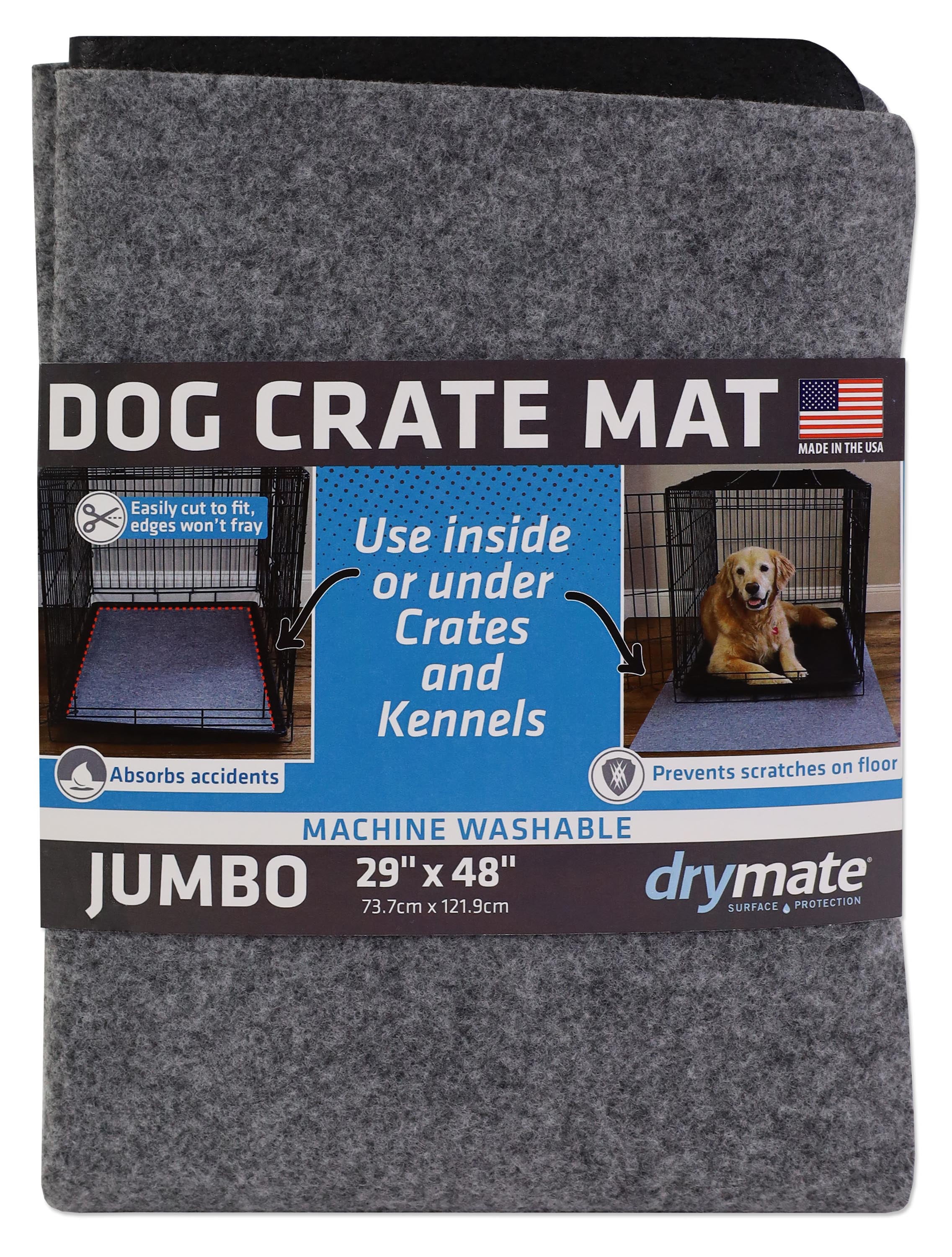 Drymate Protective Dog Crate Mat Liner Potty Training Pad, Grey, Jumbo,  29-in x 48-in
