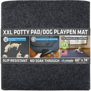 Drymate Dog Playpen Mat, Absorbent/Waterproof/Non-Slip/Machine Washable, XL Size (60” x 74”), Reusable Puppy Pad for Training, Whelping, Housebreaking, Incontinence, and Crate/Kennel