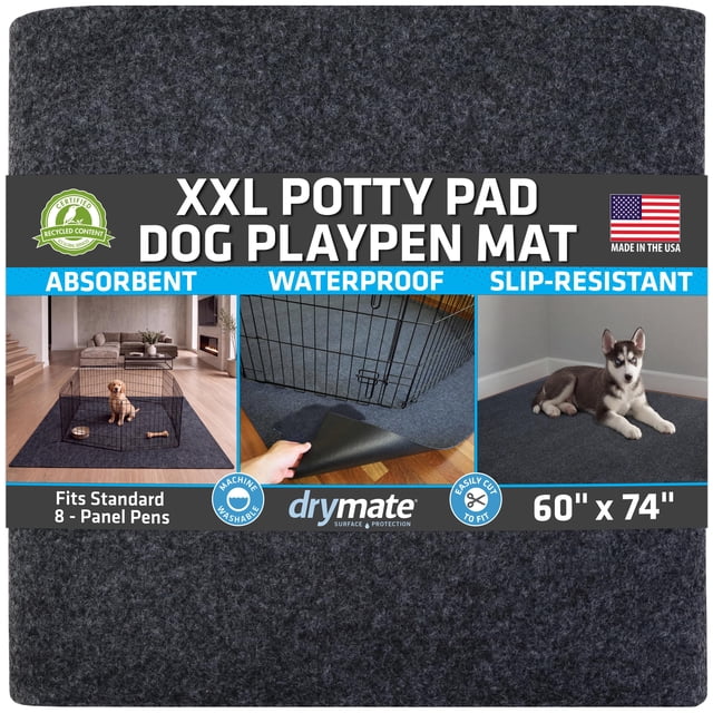 Padding Installation Drymate Jumbo XXL Potty Pad, Dog Playpen Mat (60x74), Super Absorbent ...