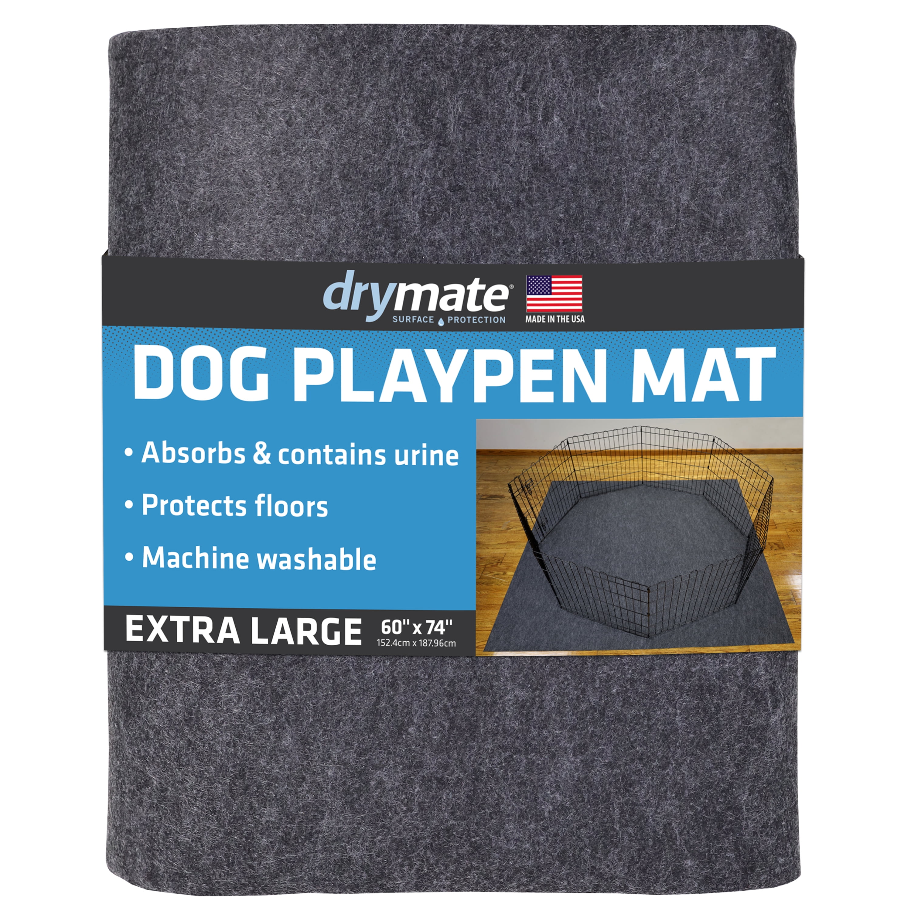 Drymate Charcoal Extra Large Waterproof Dog Playpen Mat