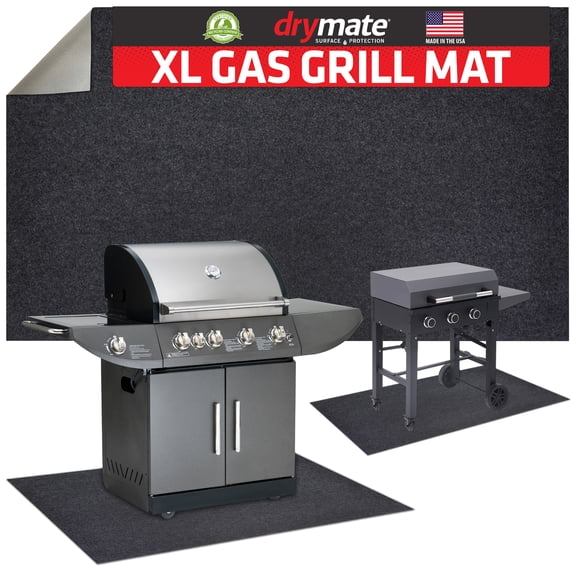 Drymate Under Grill & Griddle Mat (36" x 59") Absorbent, Waterproof, Easy To Clean, Reusable, Deck Protector for Outdoor Gas Grill, BBQ Floor Mat for Patio, Grease & Oil Trap Pad, Charcoal (USA Made)