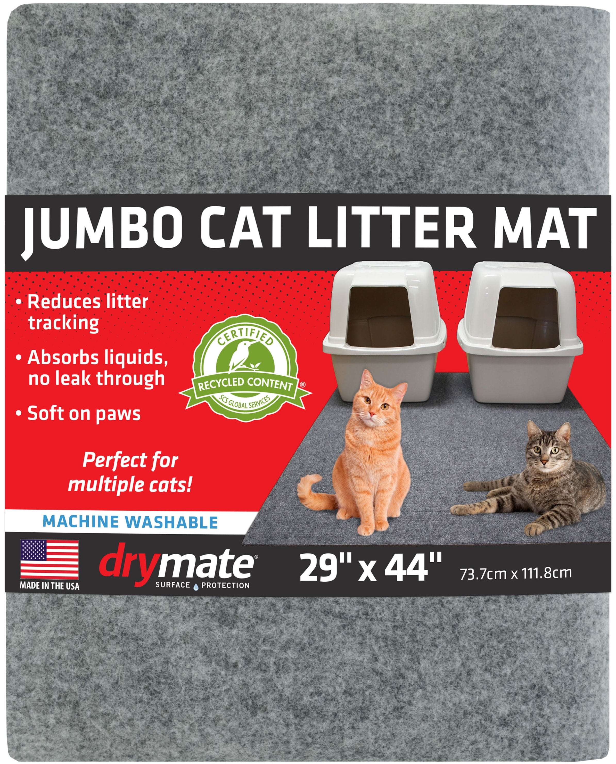 Jumbo Light Grey Cat Litter Mat with Waterproof Backing