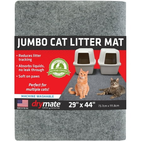 Drymate Jumbo Cat Litter Box Mat - 100% Phthalate and BPA Free; Machine Washable; Soft on Paws, Kitten Supplies