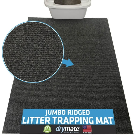 Drymate Jumbo Plush Cat Litter Trapping Mat, Contains Mess from Box for Cleaner Floors, Urine-Proof, Soft on Kitty Paws -Absorbent/Waterproof- Machine Washable, Durable (30"x45")(Charcoal Grey)