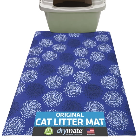Drymate Original Cat Litter Mat, Contains Mess from Box for Cleaner Floors, Urine-Proof, Soft on Kitty Paws -Absorbent/Waterproof- Machine Washable, Durable (20”x28”)(Good Medicine Blue)