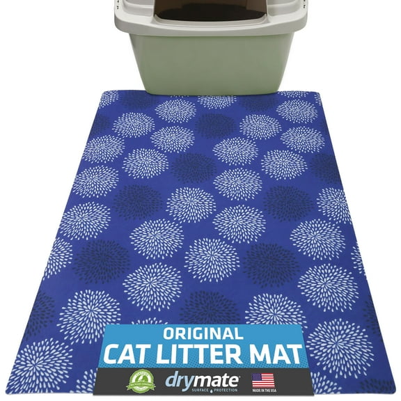 Drymate Original Cat Litter Mat, Contains Mess from Box for Cleaner Floors, Urine-Proof, Soft on Kitty Paws -Absorbent/Waterproof- Machine Washable, Durable (20”x28”)(Good Medicine Blue)