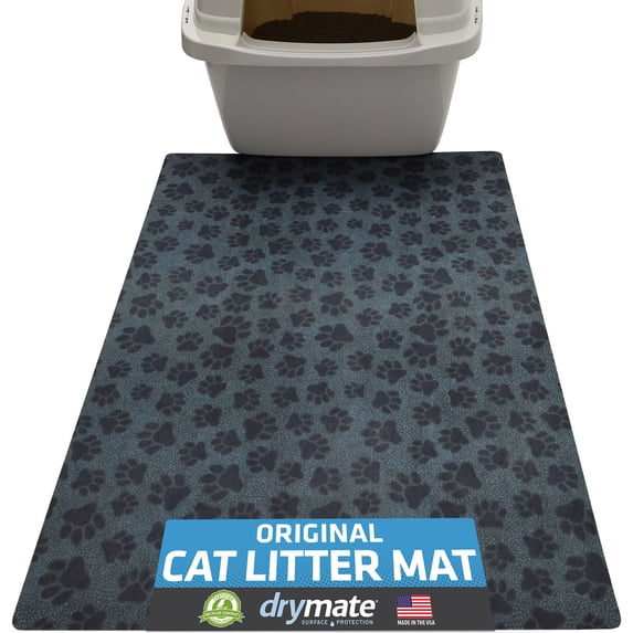 Drymate Original Cat Litter Mat, Contains Mess from Box for Cleaner Floors, Urine-Proof, Soft on Kitty Paws -Absorbent/Waterproof- Machine Washable, Durable (20”x28”)(Paw Dots Black)