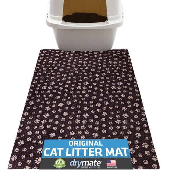Drymate Original Cat Litter Mat, Contains Mess from Box for Cleaner Floors, Urine-Proof, Soft on Kitty Paws -Absorbent/Waterproof- Machine Washable, Durable (20”x28”)(Paw Path Tan)