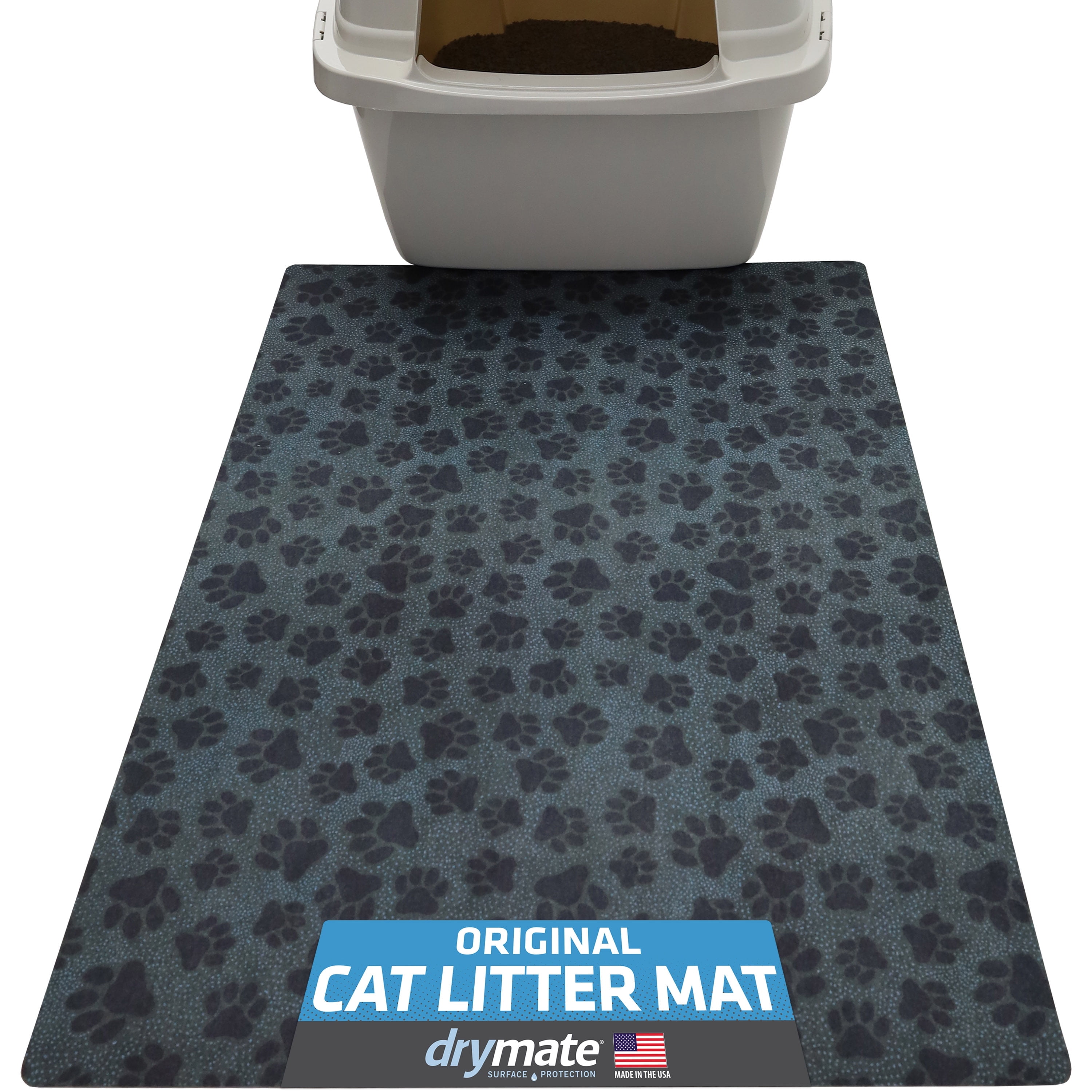 Green Floral Pattern Medium Cat Litter Mat