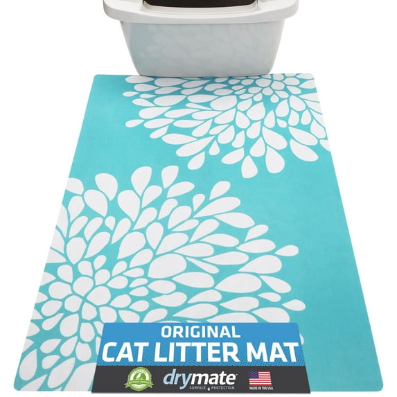Drymate Original Cat Litter Mat, Contains Mess from Box for Cleaner Floors, Urine-Proof, Soft on Kitty Paws -Absorbent/Waterproof- Machine Washable, Durable (20”x28”)(Rejuvenation Blue)