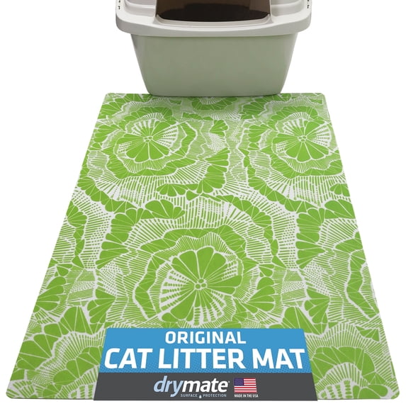 Drymate Original Cat Litter Mat, Contains Mess from Box for Cleaner Floors, Urine-Proof, Soft on Kitty Paws -Absorbent/Waterproof- Machine Washable, Durable (20”x28”)(Surf Green)