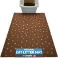 thumbnail image 1 of Drymate Original Cat Litter Mat, Contains Mess from Box for Cleaner Floors, Urine-Proof, Soft on Kitty Paws -Absorbent/Waterproof- Machine Washable, Durable (28”x36”)(Brown Stripe Tan Paw), 1 of 5