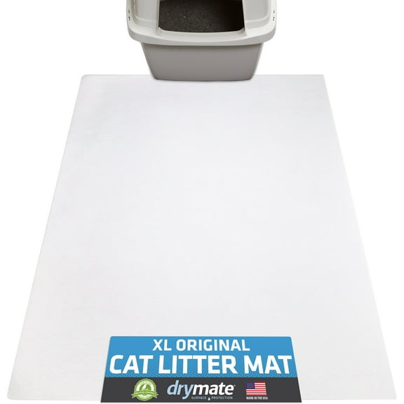 Drymate Original Cat Litter Mat, Contains Mess from Box for Cleaner Floors, Urine-Proof, Soft on Kitty Paws -Absorbent/Waterproof- Machine Washable, Durable (28”x36”)(White)