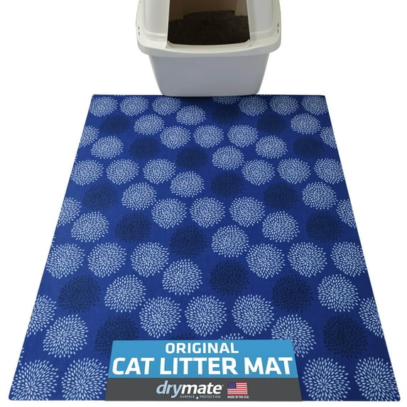 Drymate Original Cat Litter Mat, Contains Mess from Box for Cleaner Floors, Urine-Proof, Soft on Kitty Paws -Absorbent/Waterproof- Machine Washable, Durable (29”x36”)(Good Medicine Blue)