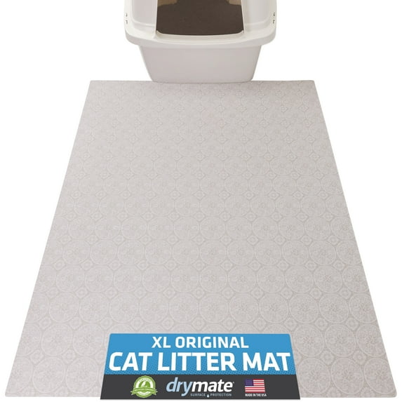 Drymate Original Cat Litter Mat, Contains Mess from Box for Cleaner Floors, Urine-Proof, Soft on Kitty Paws -Absorbent/Waterproof- Machine Washable, Durable (29”x36”)(Tan Global)