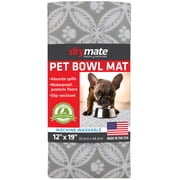 Drymate Pet Bowl Placemat, Dog & Cat Food Feeding Mat (12" x 19") - Absorbent Fabric, Waterproof Backing, Machine Washable