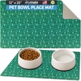 thumbnail image 1 of Drymate Pet Bowl Placemat, Dog & Cat Food Feeding Mat - Absorbent Fabric, Waterproof Backing, Slip-Resistant - Machine Washable/Durable (12” x 20”) (Drizzle Green), 1 of 5