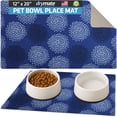 thumbnail image 1 of Drymate Pet Bowl Placemat, Dog & Cat Food Feeding Mat - Absorbent Fabric, Waterproof Backing, Slip-Resistant - Machine Washable/Durable (12” x 20”) (Good Medicine Blue 8), 1 of 7