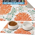 thumbnail image 1 of Drymate Pet Bowl Placemat, Dog & Cat Food Feeding Mat - Absorbent Fabric, Waterproof Backing, Slip-Resistant - Machine Washable/Durable (12” x 20”) (Rejuvenation Orange & Turquoise), 1 of 7