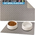thumbnail image 1 of Drymate Pet Bowl Placemat, Dog & Cat Food Feeding Mat - Absorbent Fabric, Waterproof Backing, Slip-Resistant - Machine Washable/Durable (12” x 20”) (Taupe Diamond Squares), 1 of 5