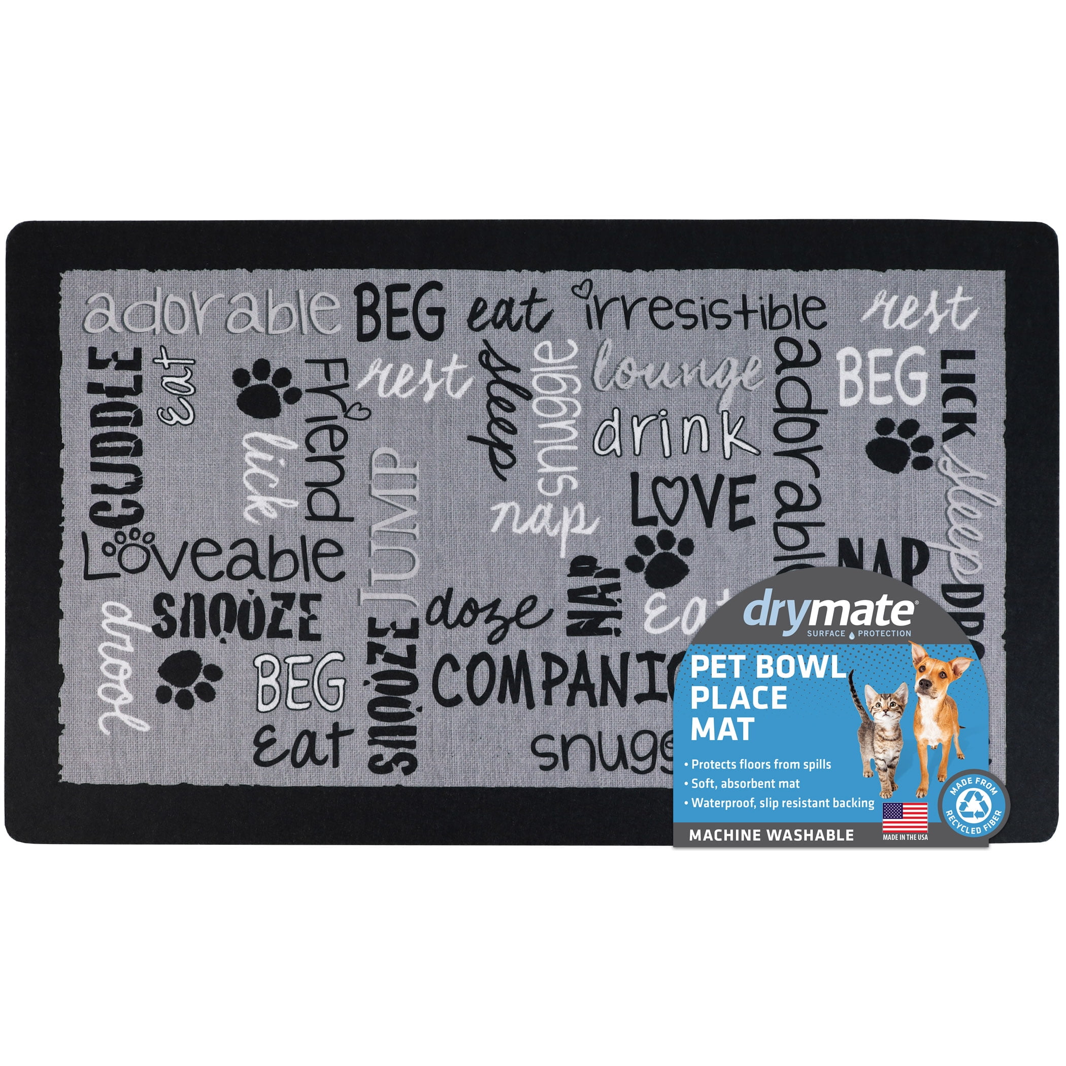 Linen Black Absorbent Waterproof Pet Bowl Placemat