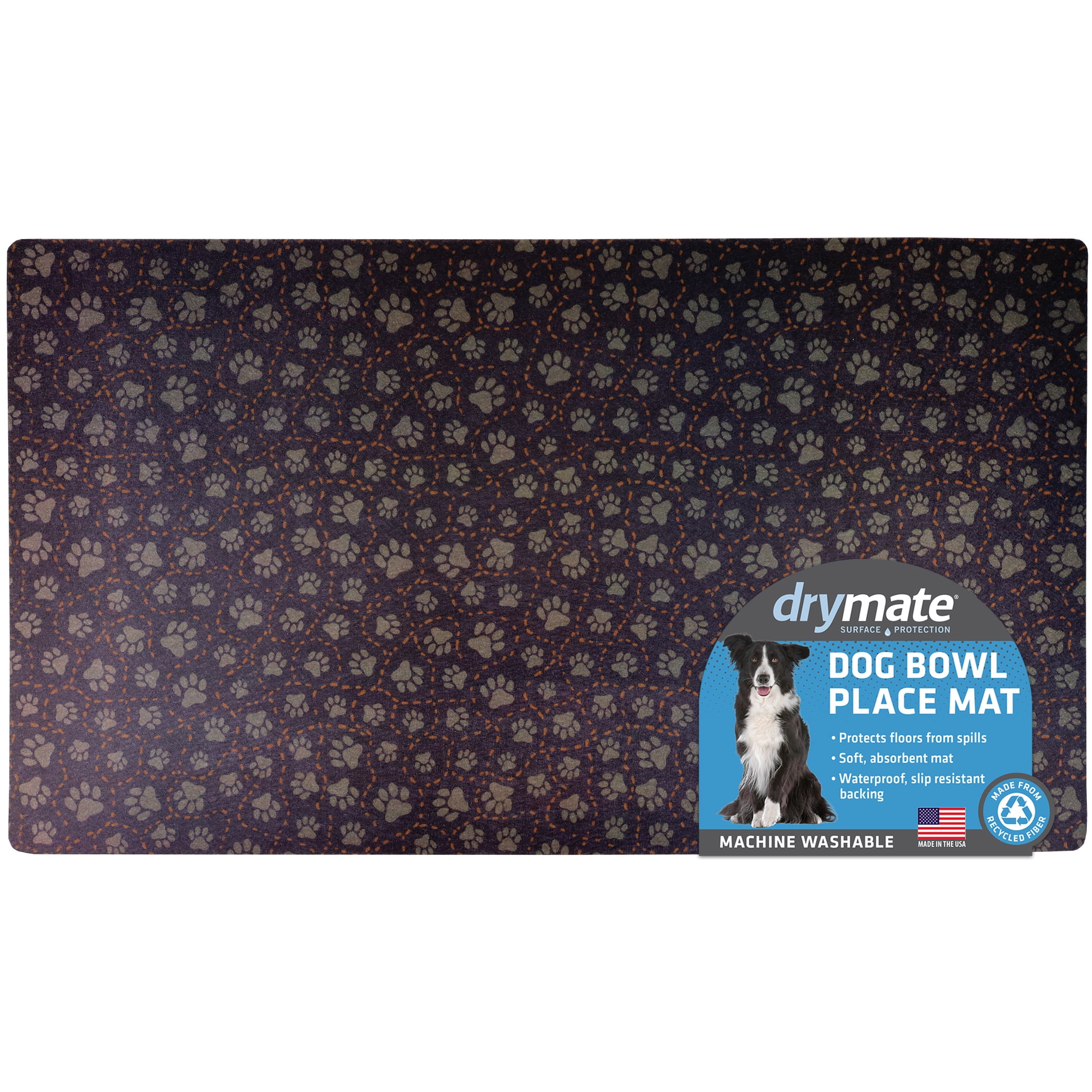 Drymate Tan Paw Print Dog and Cat Feeding Mat
