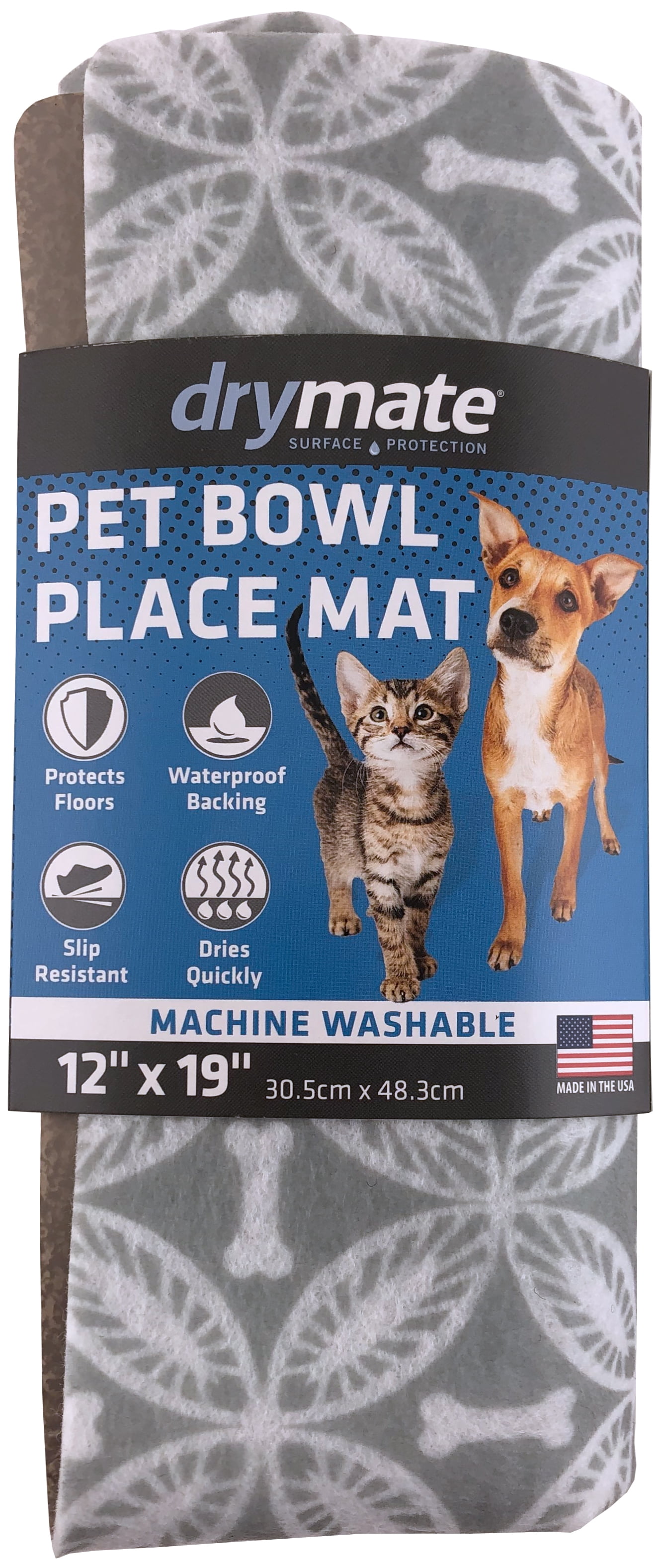 Drymate Pet Placemat, Dog Food Mat or Cat Food Mat - Machine Washable, 100% Phthalate and BPA Free
