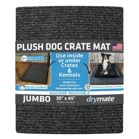Drymate Premium Dog Crate Mat Liner, Absorbent, Waterproof, Non-Slip, Washable Puppy Pee Pad For Kennel Training - Use Under Pet Cage to Protect Floors, Cut To Fit Design (Charcoal)(30”x45”)
