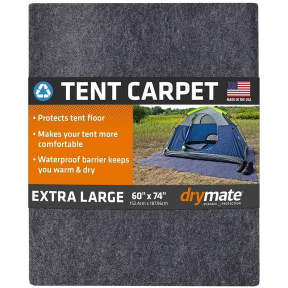Drymate Tent Carpet Mat, Protective Waterproof Liner Keeps You Warm & Dry, Camping Floor Rug Accessory (60" x 74"), Durable, Lightweight, Soft & Comfortable, Trimmable Material (Charcoal)