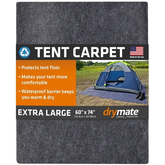 Drymate Tent Carpet Mat, Protective Waterproof Liner Keeps You Warm & Dry, Camping Floor Rug Accessory (60" x 74"), Durable, Lightweight, Soft & Comfortable, Trimmable Material (Charcoal)