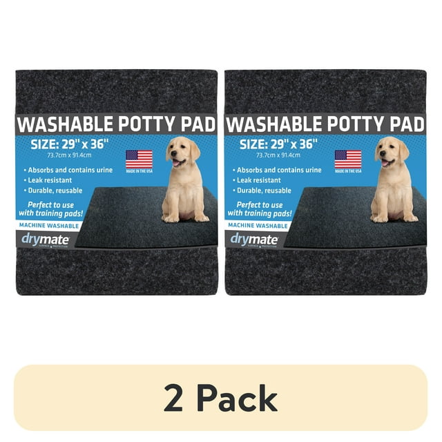 (2 pack) Drymate Washable Potty Pad, Training Mat to Contain Liquids