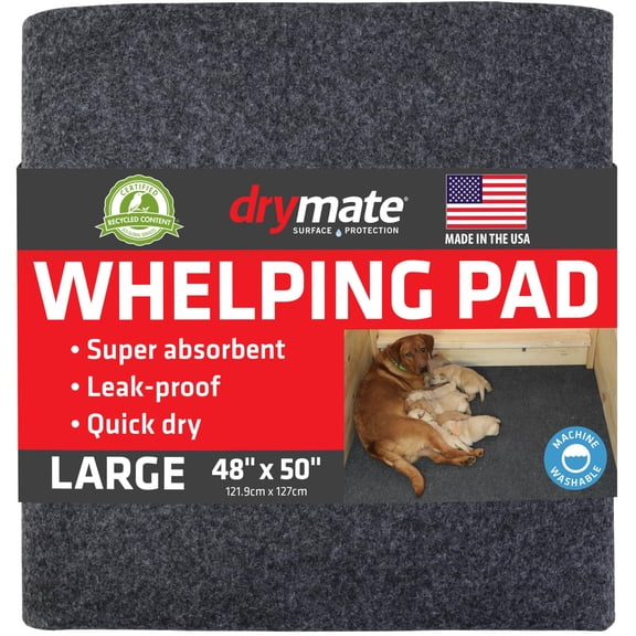 Drymate Whelping Box Liner Mat, Machine Washable, Super Absorbent, Waterproof, Quick Dry, Slip-Resistant, Reusable Dog Puppy Pee Pads for Training, Housebreaking, Incontinence, Crate (USA Made)(48x50