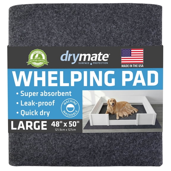 Drymate Whelping Box Liner Mat, Washable and Reusable Dog Puppy Pee Pad, Absorbent, Waterproof, Durable, Can Be Cut to Fit (48" x 50")