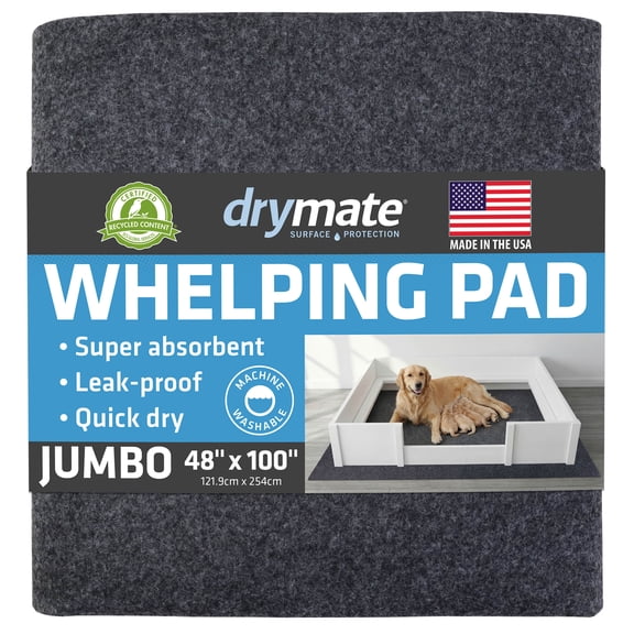 Drymate Jumbo Whelping Box Liner Mat, Potty Pad, Washable and Reusable Dog Puppy Pee Pad, Absorbent, Waterproof, Durable, Can Be Cut to Fit (48" x 100")