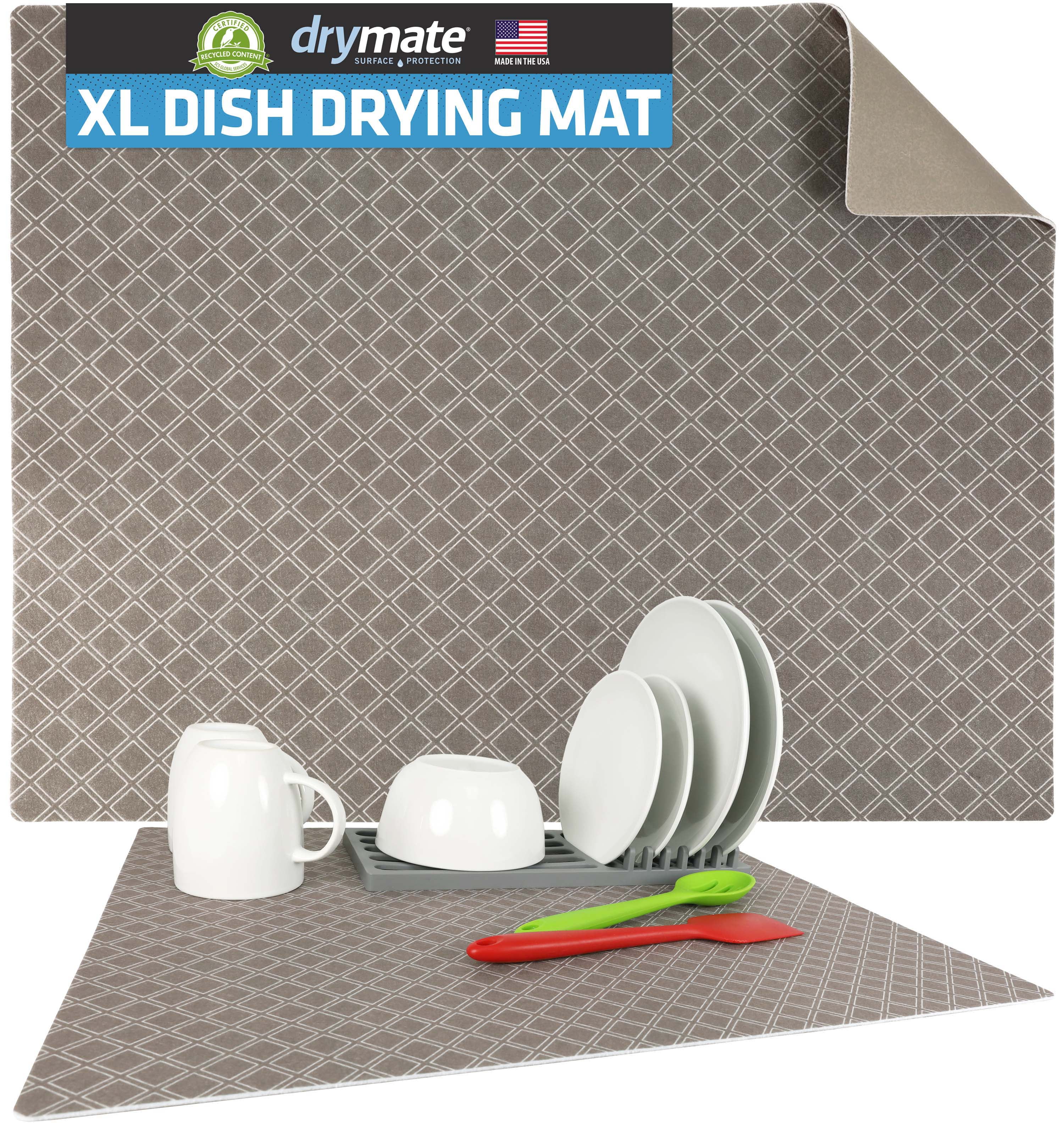 Taupe Low-Profile Super Absorbent Dish Drying Mat