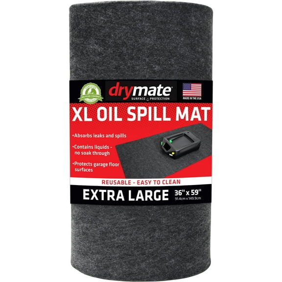 Drymate XL Oil Spill Mat (36" x 59"), Premium Absorbent Oil Pad, Reusable, Washable, Durable, Waterproof Backing Contains Liquids, Protects Garage Floor Surface