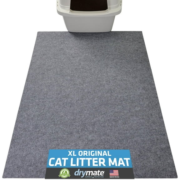 Drymate XL Original Cat Litter Mat, Contains Mess from Box, Protects Floors, Urine-Proof, Machine Washable, Soft on Kitty Paws, Absorbent, Waterproof (USA Made, Recycled Content) (29x36)(Light Grey