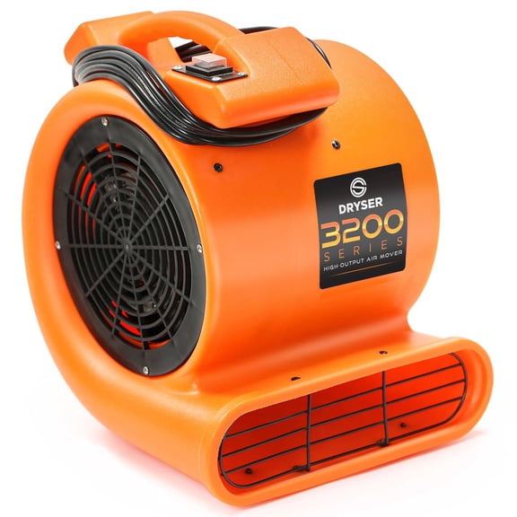 Dryser 12pk Air Mover Carpet Dryer 2 Speed 1/2 HP Industrial Floor Fan - Orange Carpet Drying Fan Floor Blower