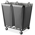 thumbnail image 1 of Dryser 2 Section Commercial Rolling Laundry Hamper on Wheels with Removable Canvas Bins - Gray, 1 of 7