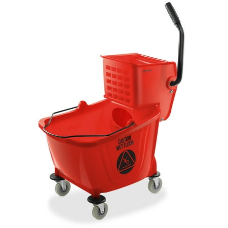 Dryser Commercial Mop Bucket with Side Press Wringer, 33 Quart, Red
