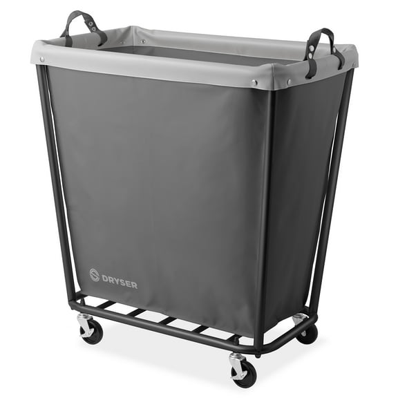 Dryser Large Commercial Heavy-Duty Rolling Laundry Hamper on Wheels with Removable Canvas Bin - Gray