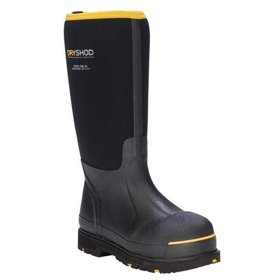 Dryshod Brute Hi Steel Toe Waterproof Boots, Black/Yellow, Men's Size 11, Densoprene Foam, EVA Sockliner (BRU-MH-BLK-M11)