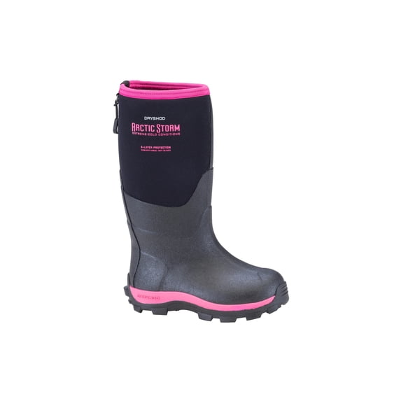 Dryshod Girls Arctic Storm Kids Hi Cut Black/Pink Boot in Size Youth 02