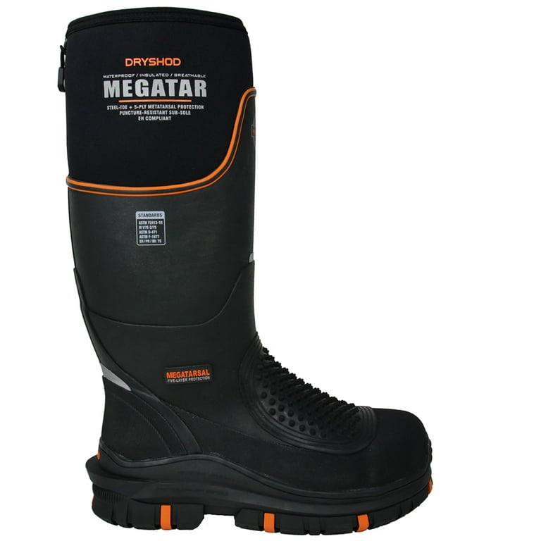 Dryshod Men's Megatar Steel Toe Metatarsal Guard Work Boot Black -  MEG-MH-BK ONE SIZE BLACK/ORANGE