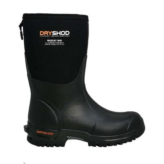 Dryshod Mens Mudcat Mid Farm Boot Black Orange Waterproof MDC-MM-BK