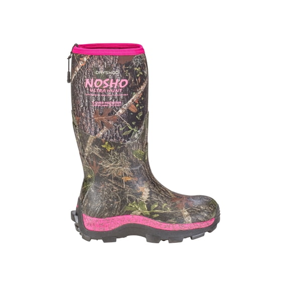 Dryshod Women's NoSho Ultra Hunt Hi Cut Camo/Pink Boot in Size 8