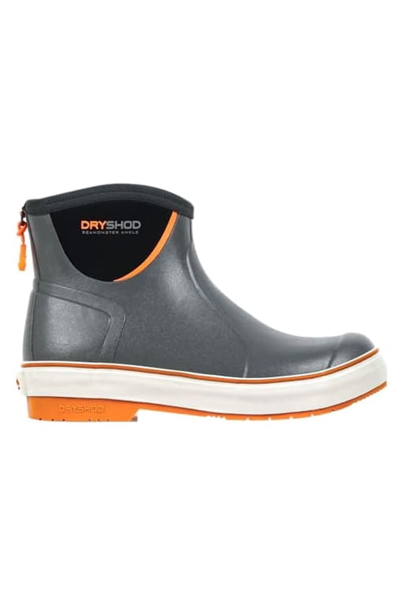 Seamonster FLX Ankle Rain Boots, Grey/Orange, Size 13, Waterproof, Durable (SMX-MA-GY-M13)