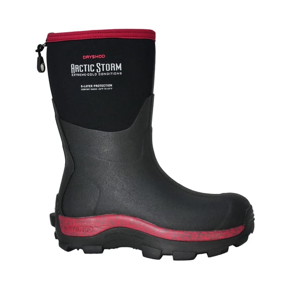 Dryshod Women's Arctic Storm Mid Cut Black/Cranberry Boot in Size 11