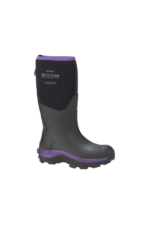 Women's Arctic Storm Mid Boots, Black/Purple, Size 6, 100% Waterproof, 7-Layer Protection, DS1 Molded Outsole, EVA Midsole (ARS-WM-PP-W06)