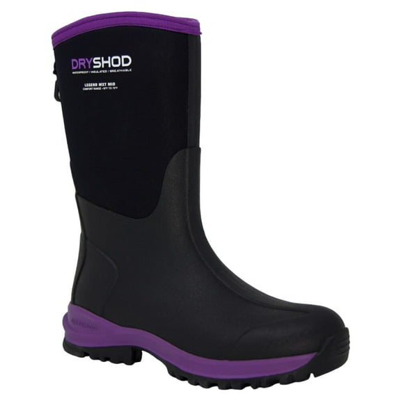 Dryshod Women's Legend MXT Mid Boots, Waterproof Insulated, Black/Purple, Size 9 (LGX-WM-BKPP-W09)